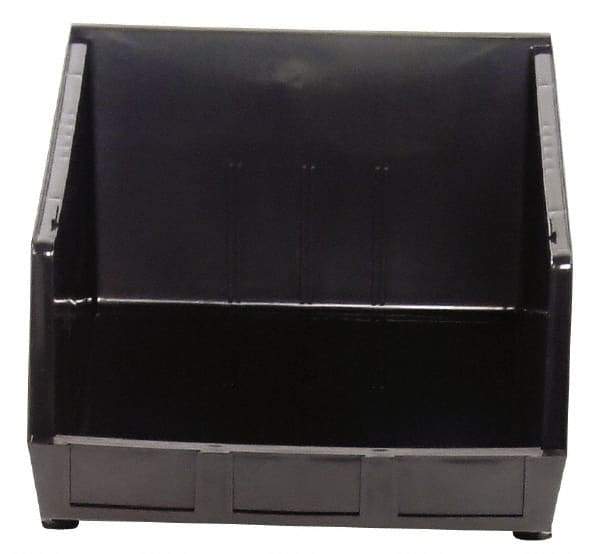 Quantum Storage - 75 Lb. Load Capacity, 18" Deep, Black Polypropylene Hopper Stacking Bin - 11" High x 16-1/2" Wide x 18" Long - Exact Industrial Supply