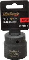 Blackhawk by Proto - 1/2" Drive 1-3/16" Standard Impact Socket - 6 Points, 2" OAL - Exact Industrial Supply
