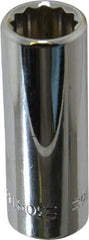 Blackhawk by Proto - 7/16", 3/8" Drive, Deep Hand Socket - 12 Points, 1-13/16" OAL, Chrome Finish - Exact Industrial Supply