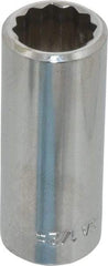 Blackhawk by Proto - 1/2", 3/8" Drive, Deep Hand Socket - 12 Points, 1-13/16" OAL, Chrome Finish - Exact Industrial Supply