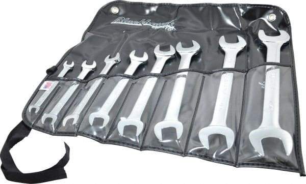 Blackhawk by Proto - 8 Piece, 1/4" to 1", Open End Wrench Set - Inch Measurement Standard, Full Polish Finish, Comes in Vinyl Roll - Exact Industrial Supply