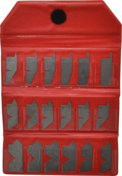 Value Collection - 18 Piece Stainless Steel Angle Gage Set - 5 to 90° Primary Angle - Exact Industrial Supply