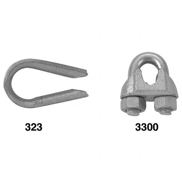 Campbell - Wire Rope Hardware & Accessories Type: Wire Rope Thimble Clip For Rope Diameter: 1/8 (Inch) - Exact Industrial Supply