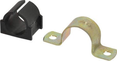ZSI - 1/2 Pipe, Steel, Zinc Plated Pipe Strap with Cushion - 2 Mounting Holes - Exact Industrial Supply