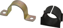 ZSI - 3/4 Pipe, Steel, Zinc Plated Pipe Strap with Cushion - 2 Mounting Holes - Exact Industrial Supply