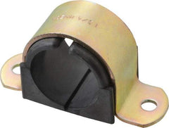 ZSI - 1-1/4 Pipe, Steel, Zinc Plated Pipe Strap with Cushion - 2 Mounting Holes - Exact Industrial Supply