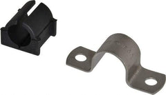 ZSI - 5/8" Tube, Grade 304 Stainless Steel, Tube Strap with Cushion - 2 Mounting Holes - Exact Industrial Supply