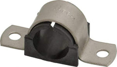 ZSI - 1/2 Pipe, Grade 304 Stainless Steel, Pipe Strap with Cushion - 2 Mounting Holes - Exact Industrial Supply