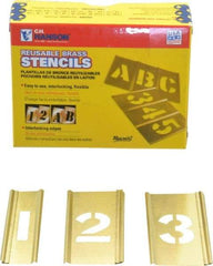 C.H. Hanson - 15 Piece, 1 Inch Character Size, Brass Stencil - Contains Figure Set - Exact Industrial Supply