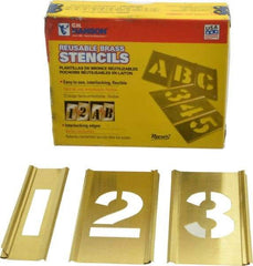 C.H. Hanson - 15 Piece, 1-1/2 Inch Character Size, Brass Stencil - Contains Figure Set - Exact Industrial Supply