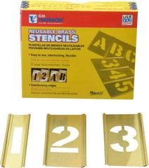 C.H. Hanson - 15 Piece, 2 Inch Character Size, Brass Stencil - Contains Figure Set - Exact Industrial Supply