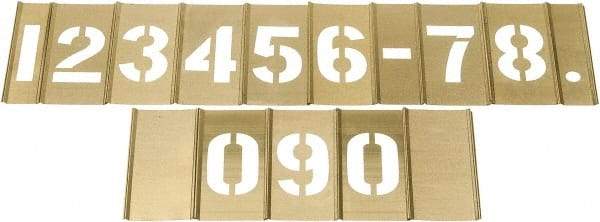 C.H. Hanson - 15 Piece, 2-1/2 Inch Character Size, Brass Stencil - Contains Figure Set - Exact Industrial Supply