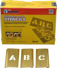 C.H. Hanson - 33 Piece, 1/2 Inch Character Size, Brass Stencil - Contains Letter Set - Exact Industrial Supply