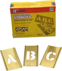 C.H. Hanson - 33 Piece, 1 Inch Character Size, Brass Stencil - Contains Letter Set - Exact Industrial Supply