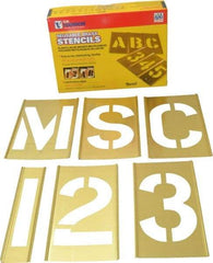 C.H. Hanson - 92 Piece, 5 Inch Character Size, Brass Stencil - Contains Three A Fonts - Exact Industrial Supply