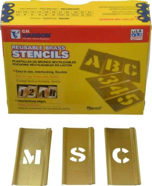 C.H. Hanson - 45 Piece, 1/2 Inch Character Size, Brass Stencil - Exact Industrial Supply