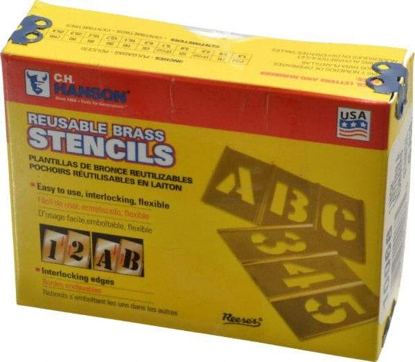 C.H. Hanson - 45 Piece, 1 Inch Character Size, Brass Stencil - Exact Industrial Supply