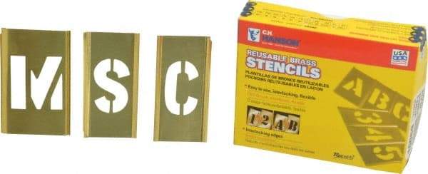 C.H. Hanson - 45 Piece, 1-1/2 Inch Character Size, Brass Stencil - Exact Industrial Supply