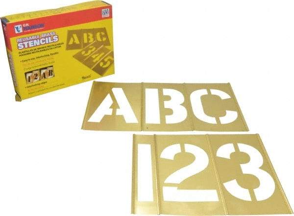 C.H. Hanson - 45 Piece, 5 Inch Character Size, Brass Stencil - Exact Industrial Supply