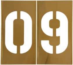 C.H. Hanson - 13 Piece, 8 Inch Character Size, Brass Stencil - Contains Numbers - Exact Industrial Supply