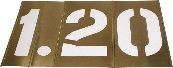 C.H. Hanson - 13 Piece, 10 Inch Character Size, Brass Stencil - Contains Numbers - Exact Industrial Supply