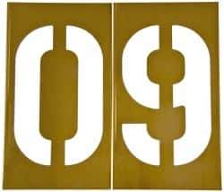 C.H. Hanson - 13 Piece, 12 Inch Character Size, Brass Stencil - Contains Numbers - Exact Industrial Supply