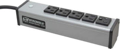 Wiremold - 5 Outlets, 120 Volts, 15 Amps, 6' Cord, Power Outlet Strip - Free Hanging Mount, 5-15 NEMA Configuration, 9-1/4" Strip, cULus Listed - Exact Industrial Supply