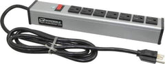 Wiremold - 7 Outlets, 120 Volts, 15 Amps, 6' Cord, Power Outlet Strip - Free Hanging Mount, 5-15 NEMA Configuration, 13" Strip, cULus Listed - Exact Industrial Supply