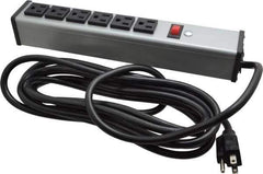 Wiremold - 6 Outlets, 120 Volts, 15 Amps, 15' Cord, Power Outlet Strip - Free Hanging Mount, 5-15 NEMA Configuration, 12-1/4" Strip, cULus Listed - Exact Industrial Supply