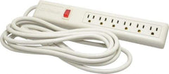 Wiremold - 6 Outlets, 120 Volts, 15 Amps, 15' Cord, Power Outlet Strip - Free Hanging, Keyhole Mount, 5-15 NEMA Configuration, 12" Strip, cULus Listed - Exact Industrial Supply