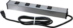 Wiremold - 4 Outlets, 120 Volts, 15 Amps, 6' Cord, Power Outlet Strip - Free Hanging Mount, 5-15 NEMA Configuration, 16" Strip, cULus Listed - Exact Industrial Supply