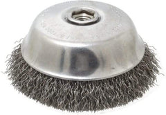 Osborn - 6" Diam, 5/8-11 Threaded Arbor, Steel Fill Cup Brush - 0.02 Wire Diam, 1-1/2" Trim Length, 7,000 Max RPM - Exact Industrial Supply