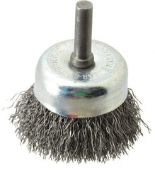 Osborn - 1-3/4" Diam, 1/4" Shank Diam, Steel Fill Cup Brush - 0.0118 Wire Diam, 1/2" Trim Length, 13,000 Max RPM - Exact Industrial Supply