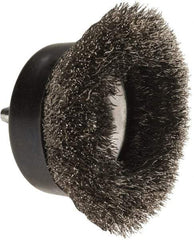 Osborn - 2-1/2" Diam, 1/4" Shank Diam, Stainless Steel Fill Cup Brush - 0.008 Wire Diam, 5/8" Trim Length, 4,500 Max RPM - Exact Industrial Supply