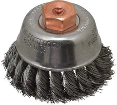 Osborn - 2-3/4" Diam, 3/8-24 Threaded Arbor, Steel Fill Cup Brush - 0.014 Wire Diam, 14,000 Max RPM - Exact Industrial Supply