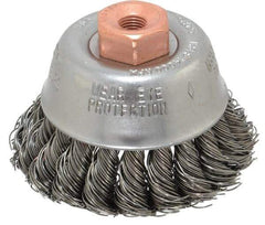 Osborn - 2-3/4" Diam, 3/8-24 Threaded Arbor, Steel Fill Cup Brush - 0.02 Wire Diam, 14,000 Max RPM - Exact Industrial Supply