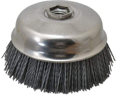 Osborn - 4" Diam, 5/8-11 Threaded Arbor Straight Wire Silicon Carbide Cup Brush - Fine Grade, 1-1/2" Trim Length, 6,000 Max RPM - Exact Industrial Supply