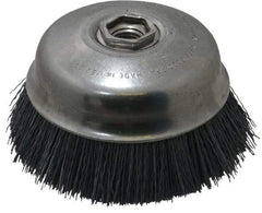 Osborn - 4" Diam, 5/8-11 Threaded Arbor Straight Wire Silicon Carbide Cup Brush - Extra Fine Grade, 1-1/2" Trim Length, 6,000 Max RPM - Exact Industrial Supply