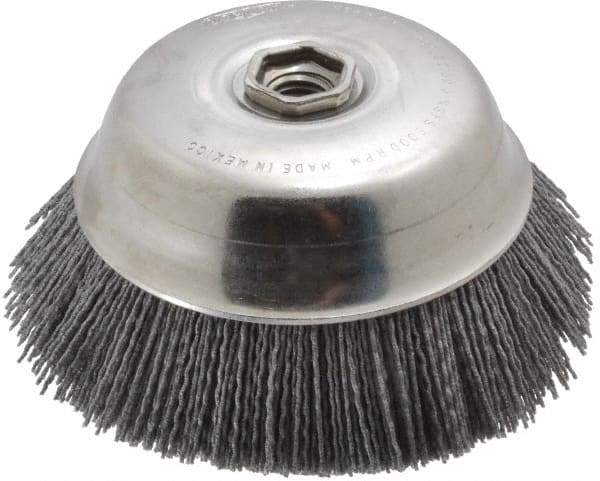 Osborn - 6" Diam, 5/8-11 Threaded Arbor Straight Wire Silicon Carbide Cup Brush - Medium Grade, 1-1/2" Trim Length, 6,000 Max RPM - Exact Industrial Supply