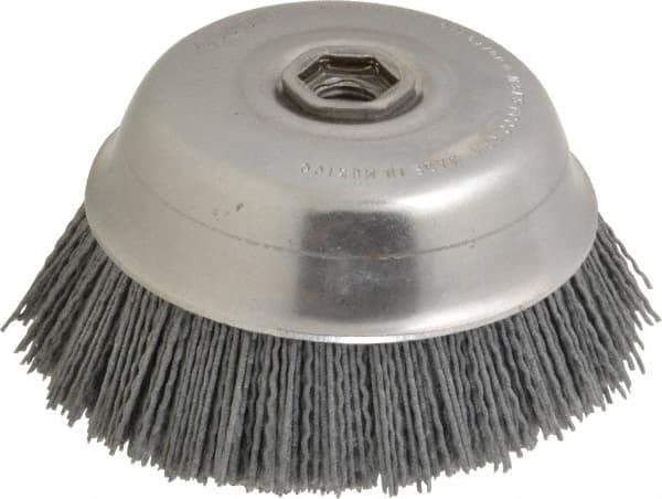 Osborn - 6" Diam, 5/8-11 Threaded Arbor Straight Wire Silicon Carbide Cup Brush - Fine Grade, 1-1/2" Trim Length, 6,000 Max RPM - Exact Industrial Supply