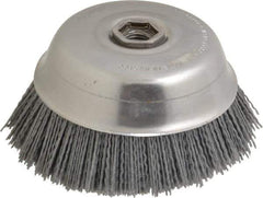 Osborn - 6" Diam, 5/8-11 Threaded Arbor Straight Wire Silicon Carbide Cup Brush - Fine Grade, 1-1/2" Trim Length, 6,000 Max RPM - Exact Industrial Supply