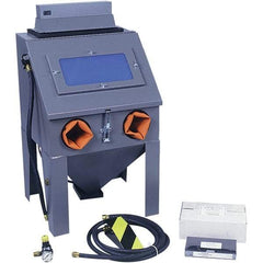 Econoline - 19" Wide x 33" High x 17" Deep Sand Blasting Cabinet - Suction Feed, 12" CFM at 80 PSI, 16" Working Height x 18 Working Width x 16" Working Depth, 18" Opening Length x 12" Wide Opening - Exact Industrial Supply