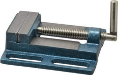 Interstate - 3-3/8" Jaw Opening Capacity x 3/4" Throat Depth, Horizontal Drill Press Vise - 3" Wide x 3/4" High Jaw, Stationary Base, Standard Speed, 7.28" OAL x 1.77" Overall Height, Cast Iron - Exact Industrial Supply