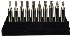 Value Collection - 10 Piece Mounted Abrasive Point Set - Includes 1/4" Diam Shank - Exact Industrial Supply