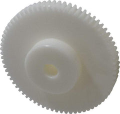 Poly Hi Solidur - 12 Pitch, 6" Pitch Diam, 6.166" OD, 72 Tooth Spur Gear - 3/4" Face Width, 3/4" Bore Diam, 2-3/4" Hub Diam, 14.5° Pressure Angle, Nylon - Exact Industrial Supply