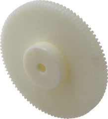 Poly Hi Solidur - 16 Pitch, 6" Pitch Diam, 6-1/8" OD, 96 Tooth Spur Gear - 1/2" Face Width, 1/2" Bore Diam, 2-1/4" Hub Diam, 14.5° Pressure Angle, Nylon - Exact Industrial Supply