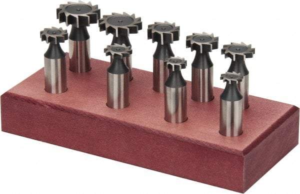 Value Collection - Straight Tooth Configuration, Woodruff and Keyseat Cutter Set - 204 to 808 ANSI, High Speed Steel, 9 Pieces - Exact Industrial Supply