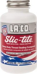LA-CO - 1/2 Pt Brush Top Can White Thread Sealant - Paste with PTFE, 500°F Max Working Temp, For Metal, PVC, CPVC & ABS Plastic Pipe Threads - Exact Industrial Supply