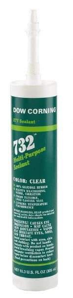 Dow Corning - 10.1 oz Cartridge Gray RTV Silicone Joint Sealant - -76 to 356°F Operating Temp, 20 min Tack Free Dry Time, 24 hr Full Cure Time, Series 732 - Exact Industrial Supply