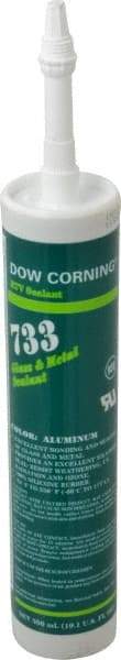 Dow Corning - 10.1 oz Cartridge Silver RTV Silicone Joint Sealant - -70 to 350°F Operating Temp, 15 min Tack Free Dry Time, 24 hr Full Cure Time, Series 733 - Exact Industrial Supply